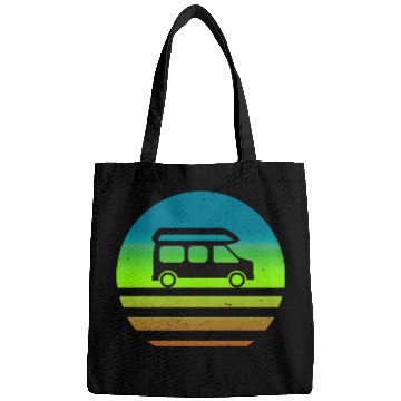 Discover Camper Van Retro Sunset Vintage sun camping Bags