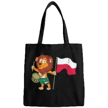 Discover Lion with the Poland flag Bags