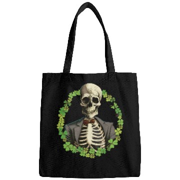Discover Skeleton Vintage Retro Creepy Cute Shamrock Bags