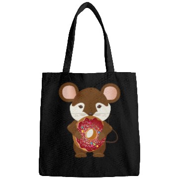 Discover cute brown mouse with delicious donut Bags