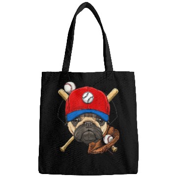 Discover Baseball Player Coach Pug Dog Lover Pug Mom Bags