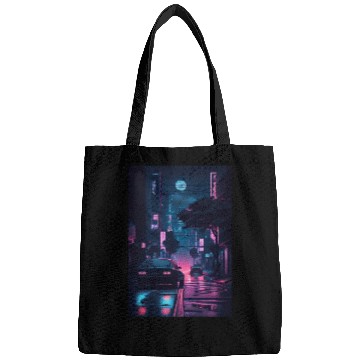 Discover Tokyo Japan Japanese Aesthetic Graphic Night Scene Bags