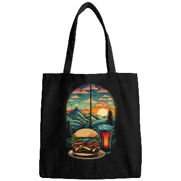Discover Church window with hamburger burger and drink Bags