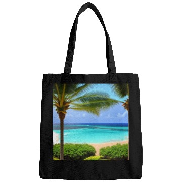 Discover Beach view Palm tree print Bags
