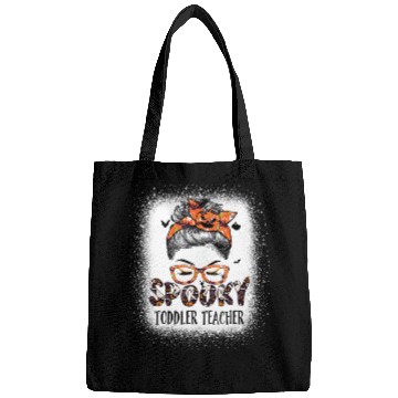 Discover Messy Bun Spooky Toddler Teacher Bleached Bags