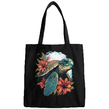 Discover Turtle Hawaiian Sea Turtles Hibiscus Flower Bags