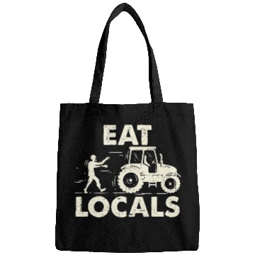 Discover Eat locals Funny Zombie Farmer Tractor Bags