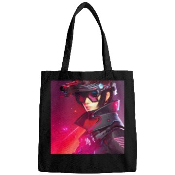 Discover Cyberpunk Girl red Neon light Bags