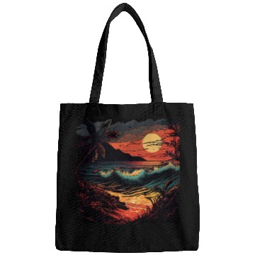 Discover Vibrant Beach Sunset Design - Colorful Paradise Bags