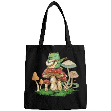 Discover Frog Playing Instrument On Mushroom Bags