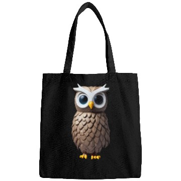 Discover Brown 3D owl illustration Bags