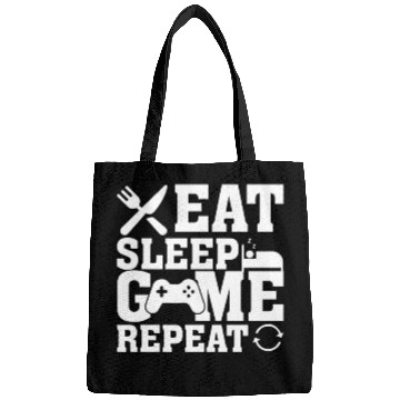 Discover Eat Sleep Game Repeat Funny Gaming Lover Bags