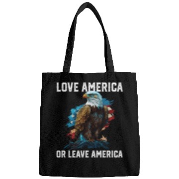Discover Love America Or Leave America Patriotic USA Flag Bags