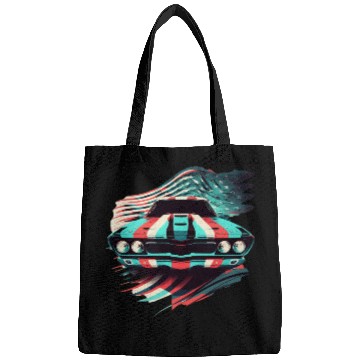 Discover Muscle car american flag backround Bags