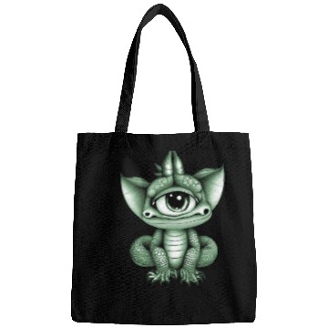 Discover cute adorable one eyed dragon green Bags