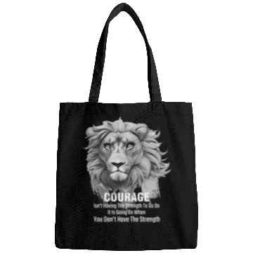 Discover Lion Courage Inspirational Quote For Leo Bags