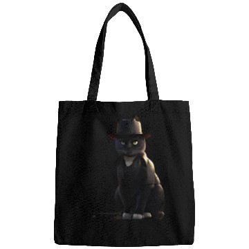 Discover black cat in black hat Bags
