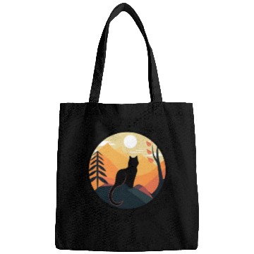 Discover Calm and peaceful with my cat under the moon Bags