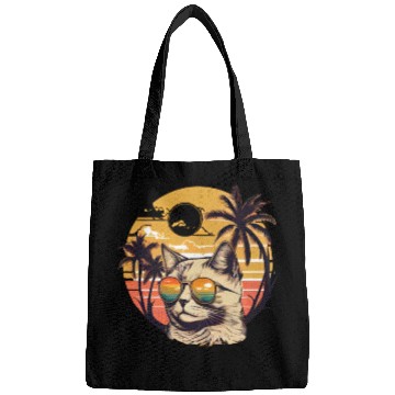 Discover Retro Cat Vintage Sunset 80s 90s Sunglasses Party Bags