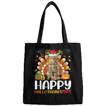 Discover Cat Lover Halloween Christmas Happy Hallothanksmas Bags