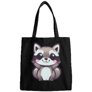 Discover cute chibi raccoon Bags