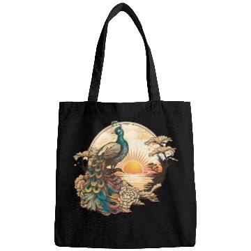 Discover Serenity at Sunrise: Peacock Inspired Artwork Bags