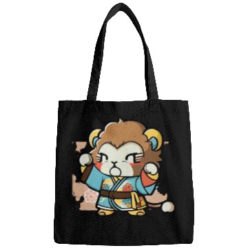 Discover lion in kimono Bags