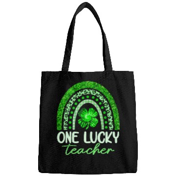 Discover One Lucky Teacher, Rainbow Shamrock Green Clover Bags