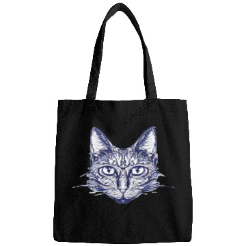 Discover Gothic black and white abstract cat Bags