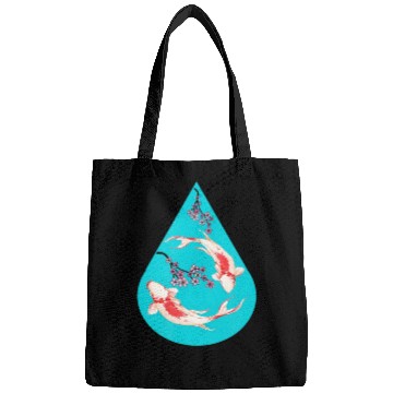 Discover Serenity Koi Fish Raindrop Cheri Blossom Zen Bags