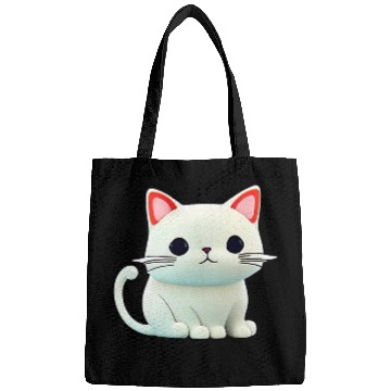 Discover The Feline Fantasy A White Cat Chibi Design Bags