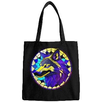 Discover Moonlit Majesty The Art of Stained Glass Wolves Bags
