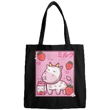 Discover Kawaii Pink Strawberry Cow Milk Shake Otaku Anime Bags