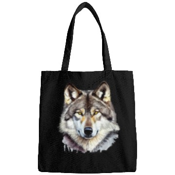 Discover Watercolor Grey Wolf Portrait Bags
