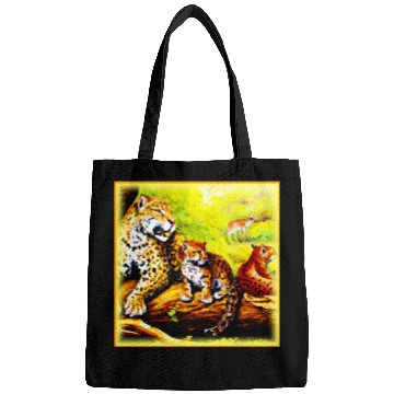 Discover Jaguar Mom and Cubs Relaxing in Jungle. Buy Now Bags