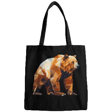 Discover Geometric Bear Head Abstract Polygonal Wild Animal Bags