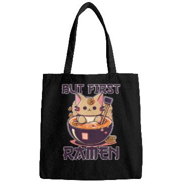 Discover But First Ramen Cat Japanese Tokyo Ramen Noodles Bags