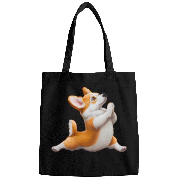 Discover Corgi dog in yoga pose Bags