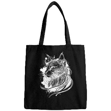 Discover Cute Space Cat In Tattoo Style Bags