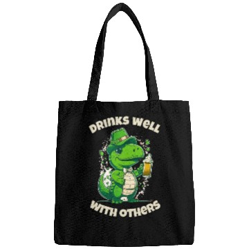 Discover Drinks well with others st patrick's day Dinosaur Bags