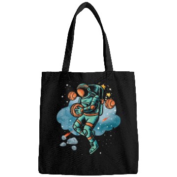 Discover Blue and Orange Illustrated Astronaut Galaxy Bags
