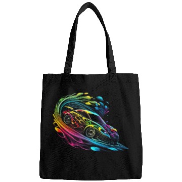 Discover Fantasy Racing Sports Car Exotic Rainbow Flames Bags