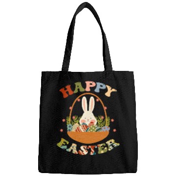 Discover Funny Happy Easter Bunny Eggs Rabbit Basket. Bags
