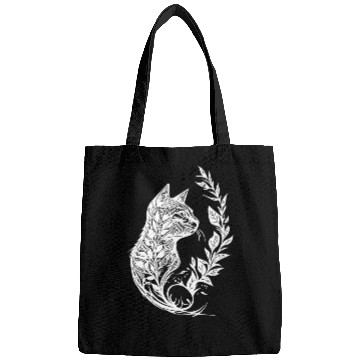 Discover Cute Little Cat In Nature Tattoo Style Bags