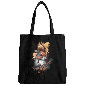 Discover Cute squirrel portrait design painting Bags