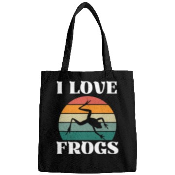 Discover I LOVE FROGS RETRO SUNSET Bags