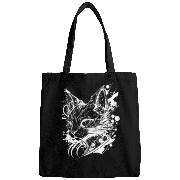 Discover Space Cat In Vintage Tattoo Style Bags