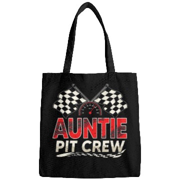 Discover Funny Auntie Pit Crew Race Car Lover Racing Famil Bags