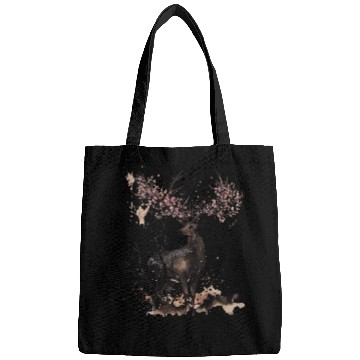 Discover Deer Cherry blossoms Sakura tree Sumie Bags