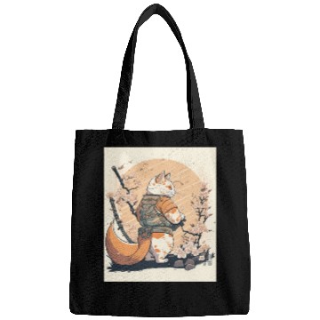 Discover samurai katana cat vintage Bags